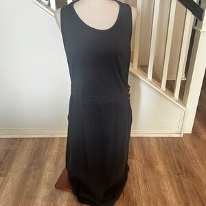 Charcoal gray overall inspired casual knit Maxi Dress L